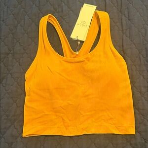 CALLA Women's Vibrant Yellow Ribbed Sports Top